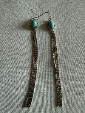NEW Nordstrom Teardrop Turquoise Fringe Drop Earrings